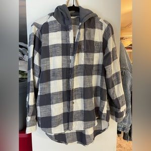 Time & Tru - Flannel button with sweatshirt hood! Size M